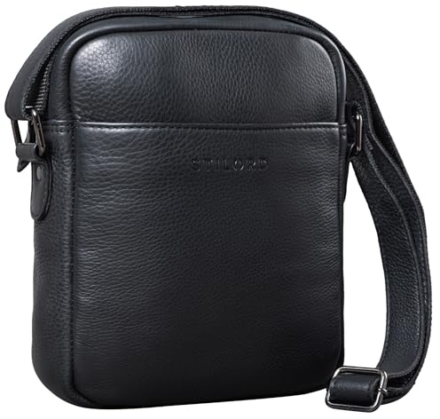 STILORD Nils Vintage Ledertasche Umhängetasche Klein für Herren Damen Tablettasche 9.7 Zoll DIN A5 Schultertasche Cross Body Bag aus Echtem Leder Farbe:schwarz