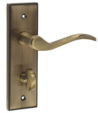 Jedo Ronda Suite Door Handle On Bathroom Backplate - Antique Brass