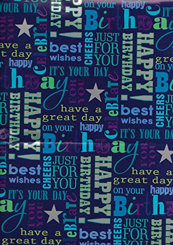 Happy Birthday Wrapping Paper - Really Nice Quality, 2 Sheets 1 tag