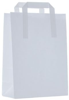 DeinPack 25 Papier Tragetaschen 22 x 10,5 x 30 cm weiß I Umweltschonende Papiertüten Geschenktüten Papiertragetaschen biologisch abbaubar, kompostierbar I weiße Papier Tüten