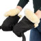 Naturally Sheepskins für den Kinderwagen mit Schaffell-Manschette und Fleece Innenfutter Kälteschutz Fäustlinge Lammwolle wärmend Windschutz Größe universal (Schwarz)