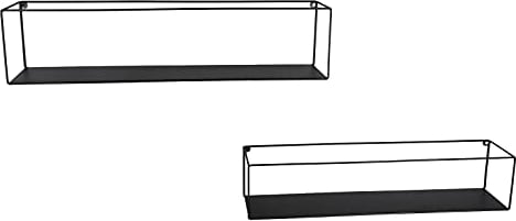 Industriedesign Wandregal 2er SET TINKA aus Metall in Schwarz 60cm & 65cm breit