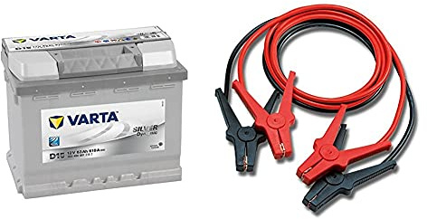 Varta Silver Dynamic 563 400 061 Autobatterien, D15, 12 V, 63 Ah, 610 A & AEG Automotive 97203 Starthilfekabel SK 16 Alu-Tec, für 12 Volt und 24 Volt, in Aufbewahrungstasche, 2 x 3m, DIN 72553