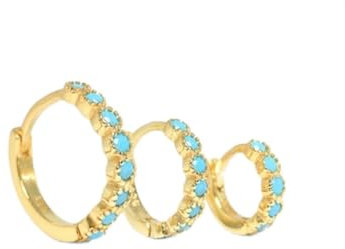3 Pieces/set 925 Sterling Silver Hoop Earrings Classic Charm Turquoise Huggie Earrings For Women Daily Accessories