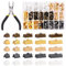 Wokape 701 Stück 5 Farben 5 Größen 8 mm 10 mm 16 mm 20 mm 25 mm Bandenden Quetschenden Klemmen mit Spitzzangen-Set, Quetschklemme, Endstücke, Kordelenden, Verschluss, Leder-Crimpenden