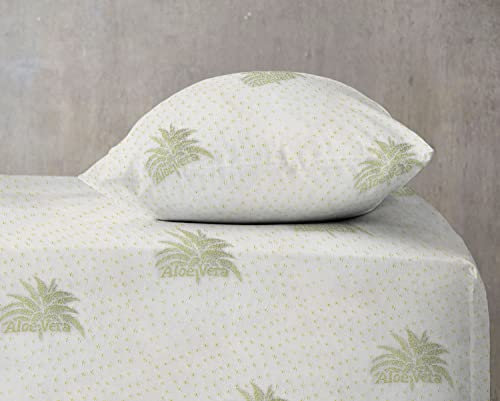 Banzaii Coprimaterasso Una piazza e mezza Anallergico Antiacaro e Traspirante, Aloe Vera - Elasticizzato con angoli - 120/130 cm x 190/200 cm, Made in Italy