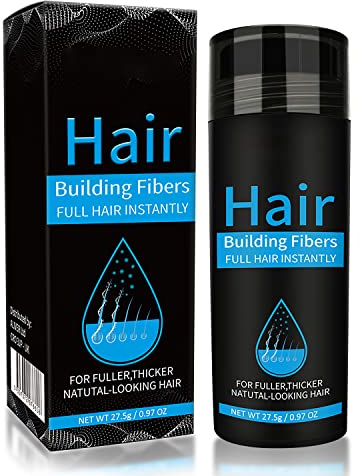 Hair Fibres Black, Professional Quality Fiber Hair Powder, Hair Loss Concealer for Thinning Hair for Women and Men, Best Hair Thickening Products (NO Pump Application)