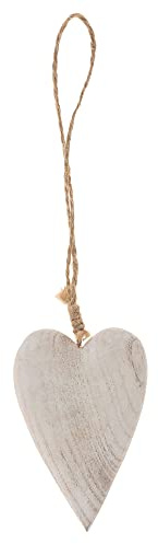 matches21 Herz Holzherz hängend mit Kordel Herzdeko Hängedeko Wohndeko Holzhänger aus Holz weiß 1 STK 7x2x10-29 cm