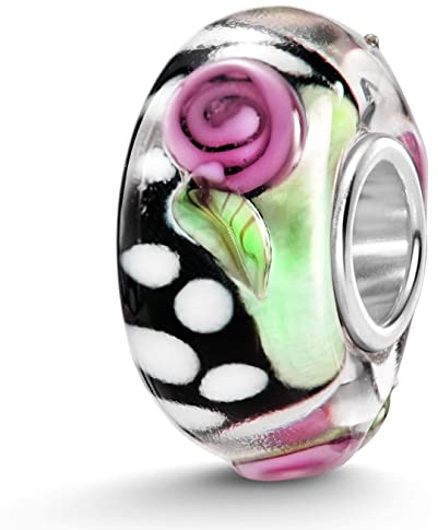 MATERIA by Matthias Wagner Glas Charm 3D Rosen - Damen Beads 925 Silber bunt