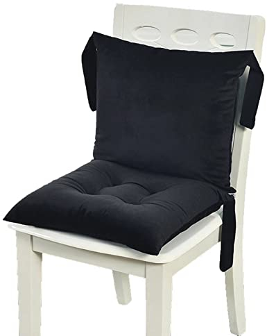 Yadlan Stuhlkissen mit Schleife, Sitzkissen BüRo Ergonomisch, Sitzauflagen Stuhl mit Lehne, 40x40 Dicke Perlenbaumwolle SitzerhöHung Sitz Auflage mit RüCkenstüTze Abnehmbar Schwarz