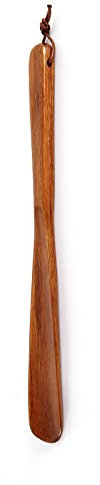 WANGCL Chausse-pied long professionnel en bois de 32 cm à long manche confortable pour bottes, chaussures de sport et de tennis (marron)