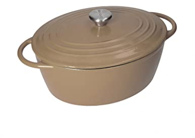 Casseruola Cocotte Ovale Tortora Ghisa Smaltata Capacità 5 Lt