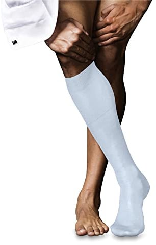 FALKE Herren Kniestrümpfe No. 9 M Kh Baumwolle lang einfarbig 1 Paar, Blau Light Blue 6594, 45-46