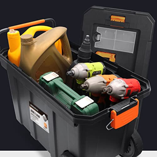 Werkzeugkoffer Werkzeugkiste – stapelbares Aufbewahrungssystem – Werkzeugkiste mit herausnehmbarem Tablett mit Doppelschloss gesichert, 2-teiliges Set (kleine Werkzeugkiste und Rolltasche) Werkzeugkis