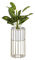 HowHomely Moderne Blumenständer Metall 42 cm Hoch mit Weiß Blumentopf Rund 19 cm Ø auf Robuste Gold Ständer - Pflanzenständer zur Dekoration Innenräumen