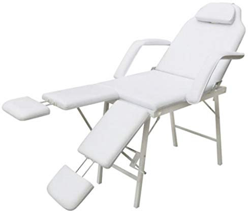 Chusui Kosmetikstuhl Tragbar, Massagestuhl, Kosmetik Liege, Tantra Liege, Behandlungsliege, Pediküre Stuhl, Bett Für Wimpernverlängerung, Fusspflege Stuhl, Kunstleder 185×78×76 cm Weiß