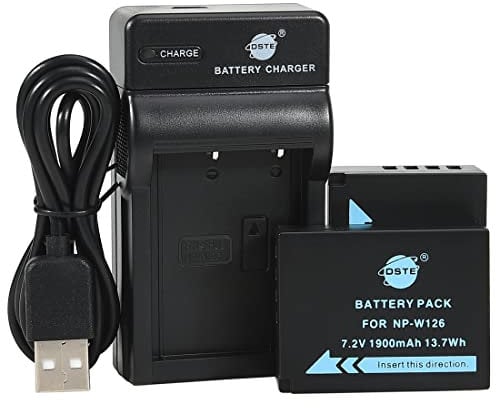 DSTE NP-W126 Li-ion Battery (2-Pack) and Micro USB Charger Compatible for FUJI NP-W126S,HS30 EXR,HS30EXR,HS33 EXR,HS50 EXR,HS50EXR,X-A1,XA1,X-E1,XE1,X-M1,XM1,X-Pro1,XPro1,X100V,X-T50