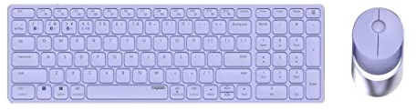 Rapoo 9750M kabelloses Tastatur-Maus Set Wireless Deskset 1600 DPI Sensor wiederaufladbarer Akku flaches Aluminium Design DE-Layout QWERTZ PC & Mac - lila