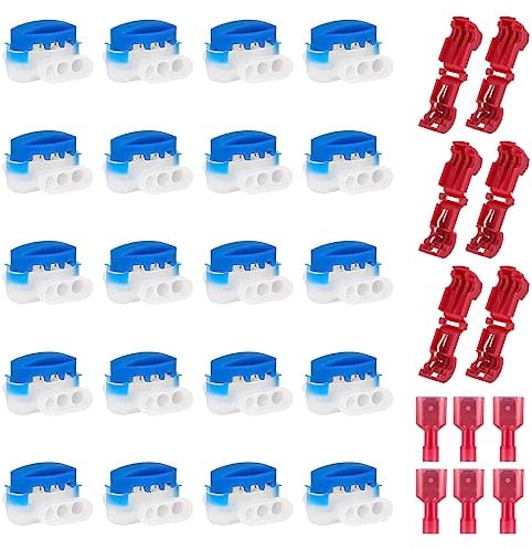 WINKIO 20 Pcs Waterproof Wire Connectors for Robotic Lawn Mowers, Lawnmower Connector with 12 Pcs Connection Terminals, Lawnmower Cable Repair Kit for Automower Irrigation Applications
