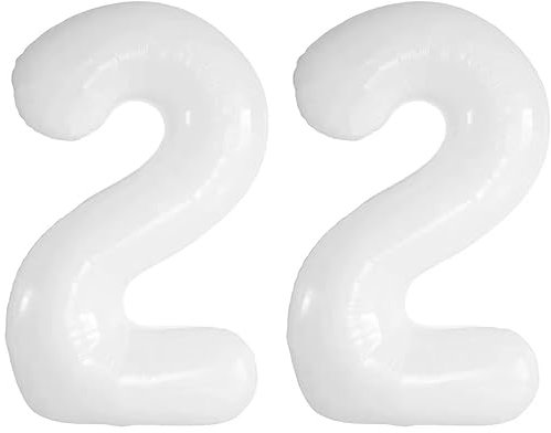 Vthoviwa 40 Zoll/18 Farbens Luftballon Zahlen 22 Weiß, Luftballon 22. Geburtstag Foil Ballon, 0123456789,10-19,20-25,30,40,50,60,70,80,90, Folienballon 22 Party Dekoration Helium Unterstützen