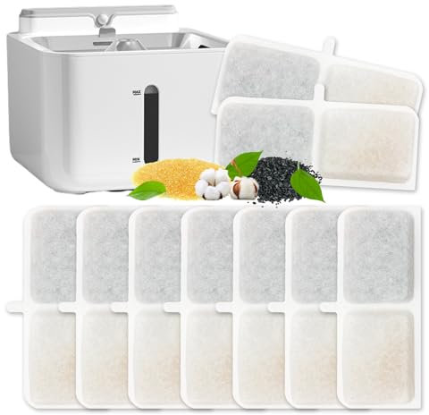 Lot de 9 filtres pour fontaine à chat, Filtre de rechange pour fontaine à eau pour chat, Filtre avec résine charbon actif