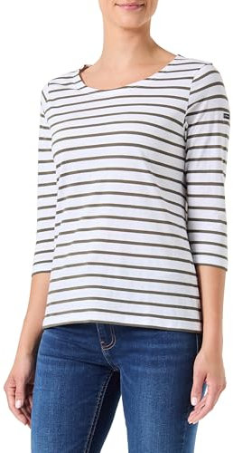 Armor Lux Damen Marinière Cap Coz Pullover, Weiß/Caccia, 32