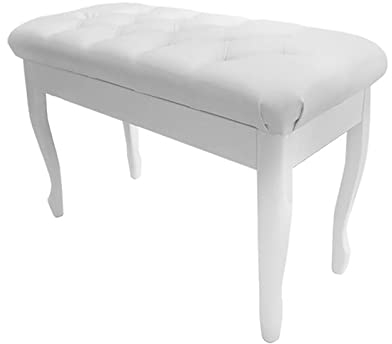 IBOWZ Klavierhocker Klavierbank mit Fester Höhe, Duett-Klavierhocker aus Leder mit großer Aufbewahrungsbox, Tastaturbank, Schminkhocker, 76 x 35 x 49 cm, Braun, Weiß