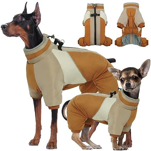 Kuoser Wasserdichter Hundemantel für Kleine Hunde - Wärmer, Winterfest Mit Geschirr, Moden Hundejacke, Reflektierend für Kleine Hunde, Braun XS