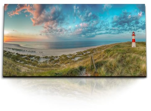 Paul Sinus Kunstdruck Bilder 120x60cm Nordsee Leuchtturm Sandstrang Meer Horizont