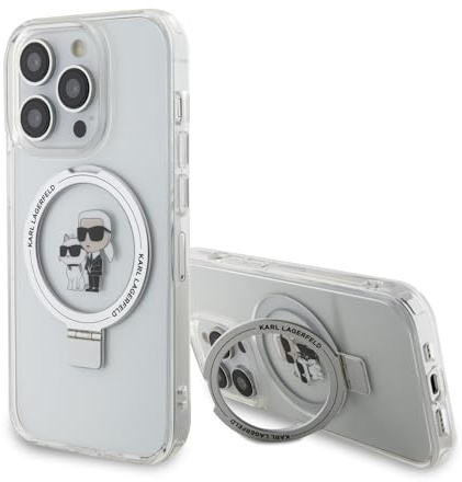 CG MOBILE Karl Lagerfeld Magsafe Ringständer Hülle mit Karl & Choupette Heads für iPhone 15