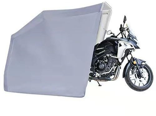 Abri de Moto Semi-Automatique en Acier Inoxydable, Stockage de Garage extérieur, Tente de Moto extérieure (Silver 136 * 71 * 75in)