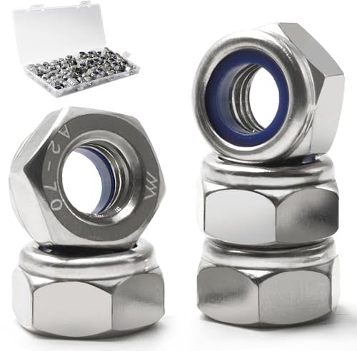 Vifmy 90 Pack M8-1.25mm Nylon Insert Locknuts,304 Stainless Steel A2-70 Lock Nuts,Standard Metric Thread Nylock Nuts for Bolts