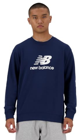 New Balance Gestapeltes Logo French Terry Crew - NB Navy (428), Nny - Navy, M