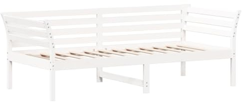 vidaXL Tagesbett, Bett für Schlafzimmer Wohnzimmer, Bettgestell mit Sperrholzlatten, Gästebett Schlafsofa, Weiß 90x200cm Massivholz Kiefer