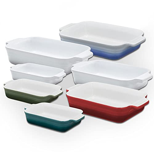 KHG Auflaufform stapelbar 4er Set Türkis verschiedene Größen 40, 34, 26, 22 cm, Ofenform aus Keramik Steingut für Lasagne Tiramisu & mehr, Backform rechteckig, kratzfest & robust