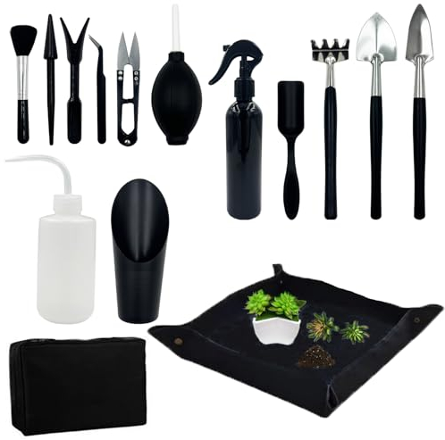 DUGYIRS Juego de Herramientas para Bonsái,Herramientas para Plantas Suculentas Set,Mini Herramientas de Jardín para Trasplante,el Cuidado de Plantas en Miniatura