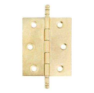 BYP - Bisagras Fijas de Latón con Remate | 50 x 40 mm | Modelo 1003 | Acabado Pulido Barniz | Canto Cuadrado | Perfil Laminado | Fácil Instalación y Uso | Bricolaje