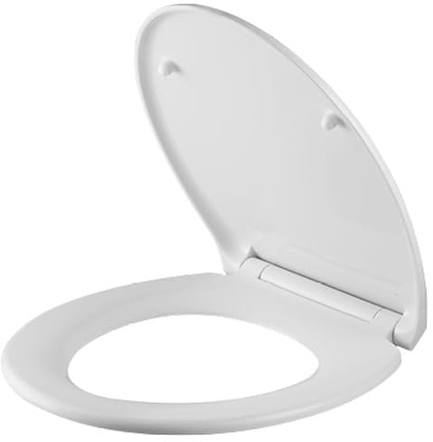 Soft Close Toilet Seat, Quick Release for Easy Cleaning, Standard Size Loo Seat,Top and Bottom Fixing, Adjustable Hinges, Heavy Duty Durable WC Easy Installation, White Premium UF Material