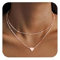 Ketten Roségold Halskette für Damen, 14K Echte Vergoldet Roségold Stapelbare Doppel Layering Ketten Halsketten mit Herz Anhänger Multi Layered Boho Schmuck für Damen Frauen