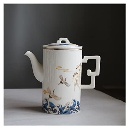 Tetera Clásica Tetera De Porcelana Blanca De 500 Ml Tetera De Gran Capacidad con Filtro De Porcelana Blanca Juego De Té para El Hogar Teteras De Tetera De Una Sola Tetera,White-One Size