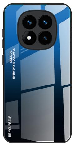 DEDUX Hülle für Xiaomi Redmi Note 14 Pro 5G Handyhülle, Hülle Farbverlauf Glas und TPU Schutzhülle Case Cover für Xiaomi Redmi Note 14 Pro 5G (Blau/Schwarz)