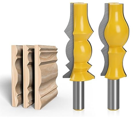 Fräser, 2 Stück/Set Architekturform-Fräser, 12 mm, 12,7 mm Schaft, großes umkehrbares Kronenform-Fräser-Set, Holzbearbeitung, Trimmfräser (Größe: 12,7 mm Schaft)