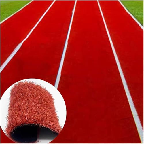 Landscape Synthetic Grass Mat, Gym Play Ground Artificial Grass Turf, with Drainage Holes Turf Roll for Pool Area Backyard (Color : Rosso, Size : 31.4X 98.4(in))