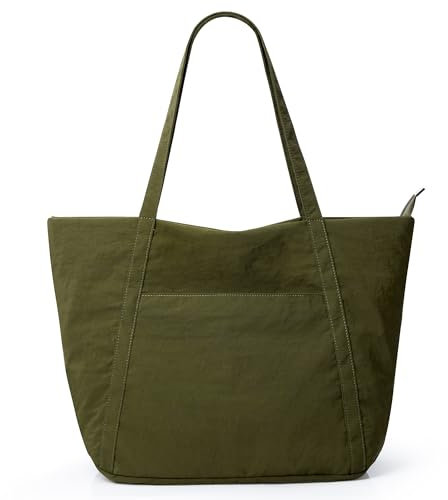 KALIDI Shopper Tasche Damen Uni Tasche Groß Tote Bag Grün Handtasche mit Reißverschluss Für Arbeit, School, BüRo, Schule