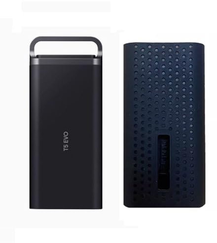 T5 EVO SSD Drives Silicone Case, Protective Cover for Samsung Mobile Hard Drive T5 EVO SSD Drives, Anti-Scratch Sleeve Soft Skin Cover Storage Case (Black)