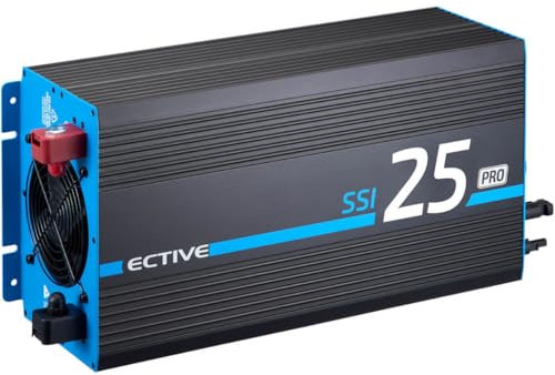 ECTIVE - Wechselrichter 12V auf 230V SSI PRO 25-2500W reine Sinuswelle - Spannungswandler DC/AC mit USB, Überlast- & Überhitzungsschutz, NSV & USV, MPPT-Solarladeregler & 40A Batterieladefunktion