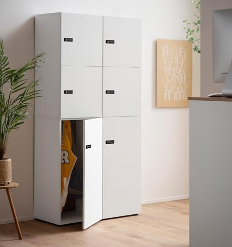 Schildmeyer Locked Spind Schrank Set Dial 702027 mit Zahlenschloss, Holzwerkstoff, mattweiß