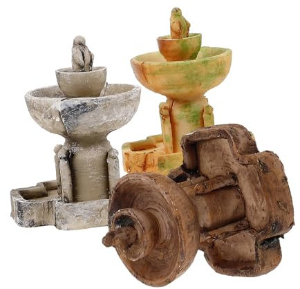 Hemobllo 3pcs Miniature Fountain Decor Resin Flowerpot Fountain Ornament for Garden Creative Landscape Accessory Serene Decoration