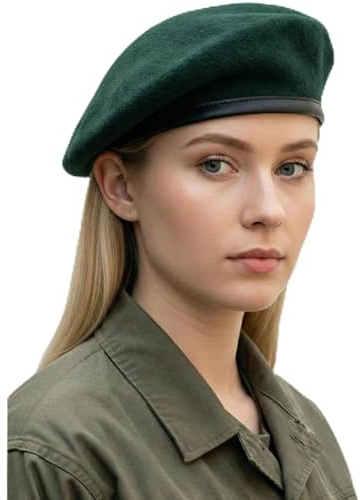 Sivi Ikonische Pariser Baskenmütze, Armee-Stil, inspiriert von Che Guevara, Wolle, französische Baskenmütze für Damen und Herren, Grün , Einheitsgröße-M