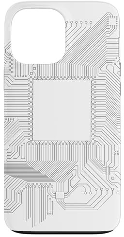 Carcasa para iPhone 13 Pro Max Placa base Microchip Circuito Blanco Fondo de computadora TI